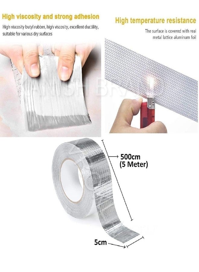 FEEDFIRE Waterproof Repair Tape for Pipe Leakage Roof Water Leakage Solution Aluminium Foil Tape Waterproof Adhesive Sealing Butyl Rubber Tape for Surface Crack (5cmx5m) - Image 4